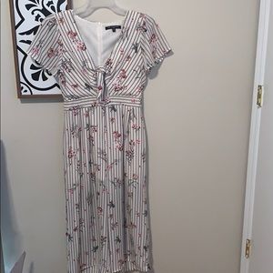 Key Hole Floral Stripped Jumpsuit